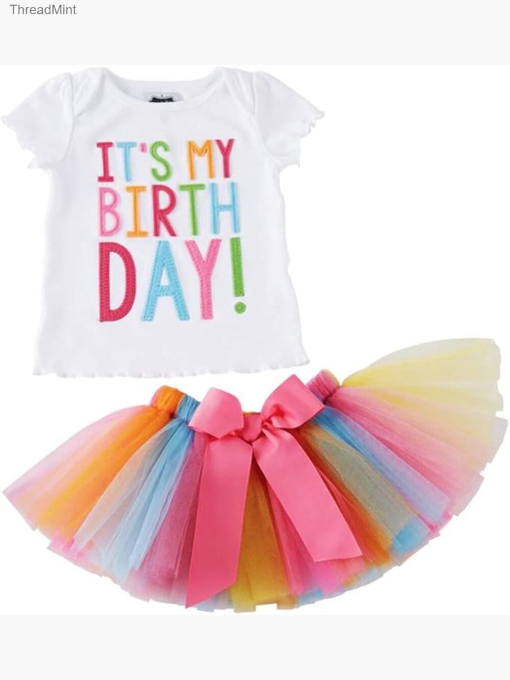 Girls Tutu Skirt Dress Outfit Set - Two Piece Birthday Party